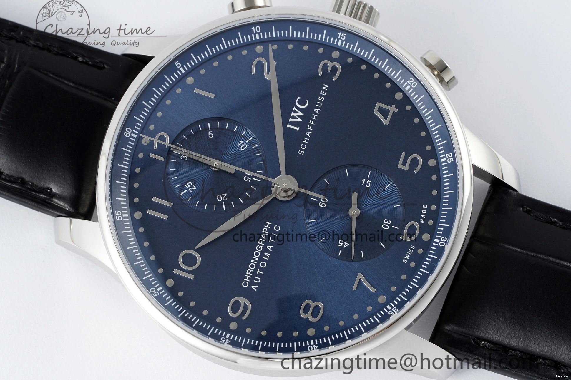 MIROTIME 1230 Portuguese Chrono IW3716 RSF 1:1 Best Edition Blue Dial on Black Leather Strap A RelaxedFit 7045